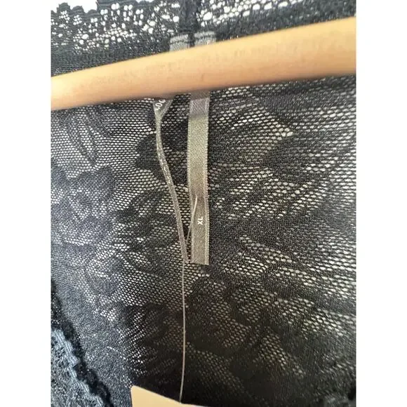 Anthropologie Long-Sleeve Sheer Lace Bodysuit Black Size XL NEW - Picture 9 of 9